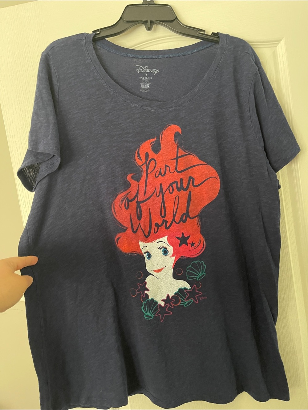 Disney Navy Tee with Ariel Red Hair Graphic